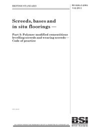 Screeds, bases and in situ floorings. Polymer modified cementitious levelling screeds and wearing screeds - Code of practice (+A2:2011)