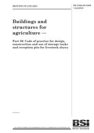 Buildings and structures for agriculture. Code of practice for design, construction and use of storage tanks and reception pits for livestock slurry (+A2:2010)