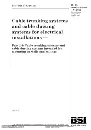 Cable trunking systems and cable ducting systems for electrical installations. Cable trunking systems and cable ducting systems intended for mounting on walls and ceilings (+A1:2011) (incorporating corrigendum August 2007)