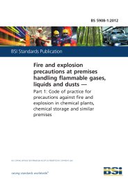 Fire and explosion precautions at premises handling flammable gases, liquids and dusts. Code of practice for precautions against fire and explosion in chemical plants, chemical storage and similar premises