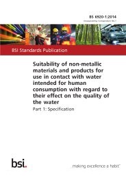 Suitability of non-metallic materials and products for use in contact with water intended for human consumption with regard to their effect on the quality of water. Specification (incorporating corrigendum No. 1)