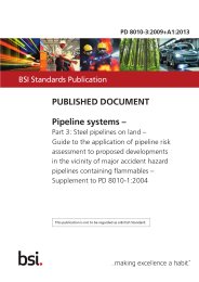 Pipeline systems. Steel pipelines on land - Guide to the application of pipeline risk assessment to proposed developments in the vicinity of major accident hazard pipelines containing flammables - Supplement to PD 8010-1:2004 (+A1:2013)