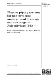 Plastics piping systems for non-pressure underground drainage and sewerage - polyethylene (PE). Specifications for pipes, fittings and the system (+A1:2011)