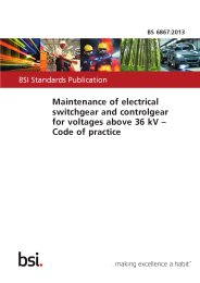Maintenance of electrical switchgear for voltages above 36 kV - Code of practice