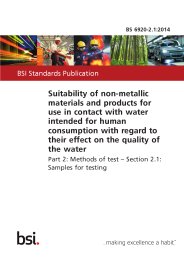 Suitability of non-metallic materials and products for use in contact with water intended for human consumption with regard to their effect on the quality of water. Methods of test. Samples for testing