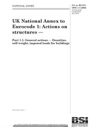 UK National annex to Eurocode 1: Actions on structures. General actions - densities, self-weight, imposed loads for buildings (Incorporating corrigendum July 2019)