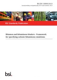 Bitumen and bituminous binders - framework for specifying cationic bituminous emulsions (Incorporating corrigenda July 2019 and October 2019)