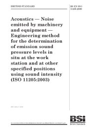 Acoustics - Noise emitted by machinery and equipment - Engineering method for the determination of emission sound pressure levels in situ at the work station and at other specified positions using sound intensity (ISO 11205:2003)