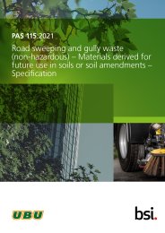 Road sweeping and gully waste (non-hazardous) - Materials derived for future use in soils or soil amendments - Specification