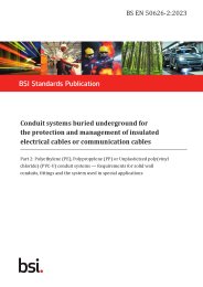 Conduit systems buried underground for the protection and management of insulated electrical cables or communication cables. Polyethylene (PE), polypropylene (PP) or unplasticized poly(vinyl chloride) (PVC-U) conduit systems - Requirements for solid wall conduits, fittings and the system used in special applications