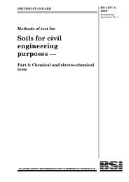 Soils for civil engineering purposes. Chemical and electro-chemical tests (AMD 9028) (Withdrawn)