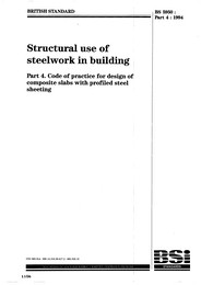 Structural use of steelwork in building. Code of practice for design of composite slabs with profiled steel sheeting (Withdrawn)