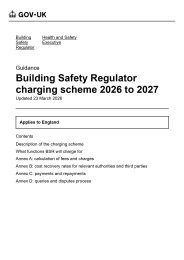Building Safety Regulator charging scheme 2026 to 2027