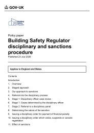 Building Safety Regulator disciplinary and sanctions procedure