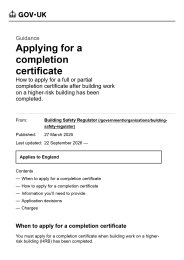 Applying for a completion certificate