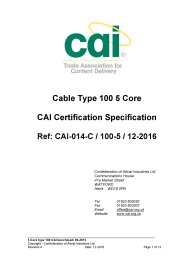 Cable type 100 5 core CAI certification specification