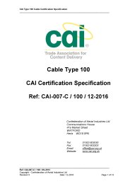 Cable type 100 CAI certification specification