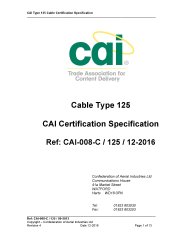 Cable type 125 CAI certification specification