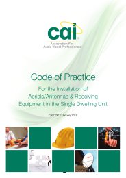 Code of practice for the installation of aerials/antennas and receiving equipment in the single dwelling unit