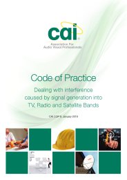 Code of practice. Dealing with interference caused by signal generation into TV, radio and satellite bands