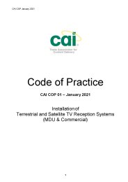 Code of practice. Installation of terrestrial and satellite TV reception systems (MDU and commercial)