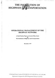 Operational management of the highway network - a sixth paper on current policy issues