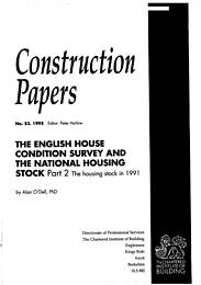 English house condition survey and national housing stock. Part 2: the housing stock in 1991