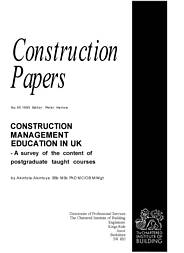 Construction management education in UK - A survey of the content of post graduate taught courses