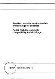 Standard tests for repair materials and coatings for concrete. Part 3: Stability, substrate compatibility and shrinkage