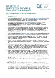 CLC Covid-19: Contractual disputes and collaboration guidance. Future proofing guidance: JCT/NEC contract amendments