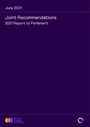 Joint recommendations. 2021 report to Parliament