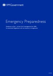 Emergency preparedness: Guidance on Part I of the Civil Contingencies Act 2004, its associated regulations and non-statutory arrangements