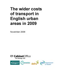 Wider costs of transport in English urban areas in 2009