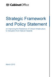 Strategic framework and policy statement on improving the resilience of critical infrastructure to disruption from natural hazards