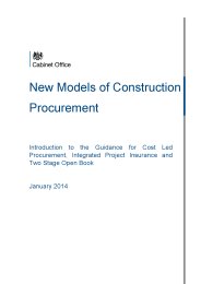 New models of construction procurement - introduction to the guidance for cost led procurement, integrated project insurance and two stage open book