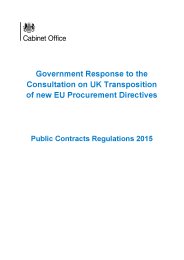 Government response to the consultation on UK transposition of new EU Procurement directives: Public contract regulations 2015