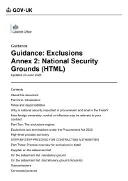 Procurement Act 2023. Guidance: exclusions annex 2: national security grounds