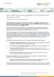 How is waste and recovery reported in environmental product declarations (EPD)?