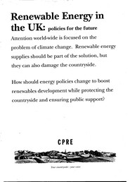 Renewable energy in the UK - policies for the future