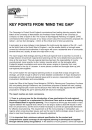 Key points from 'Mind the gap'