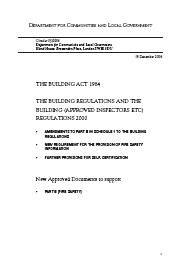 Building act 1984. The Building Regulations and the Building (approved inspectors etc.) regulations 2000