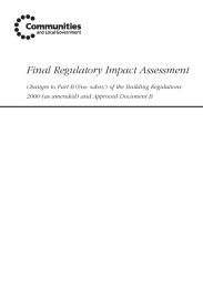 Final regulatory impact assessment: Changes to Part B (fire safety) of the Building Regulations 2000 (as amended) and Approved document B
