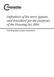 Definition of the term 'gypsies and travellers' for the purposes of the housing act 2004 - final regulatory impact assessment