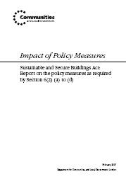 Impact of policy measures. Sustainable and secure buildings act: report on the policy measures as required by section 6(2) (a) to (d)