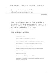 Energy performance of buildings (certificates and inspections) (England and Wales) regulations 2007. The Building act 1984
