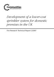 Development of a lower-cost sprinkler system for domestic premises in the UK