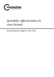 Sprinkler effectiveness in care homes