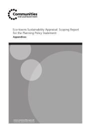 Eco-towns sustainability appraisal: scoping report for the planning policy statement - appendices