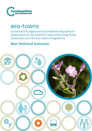 Eco-towns - sustainability appraisal and habitats regulations assessment of the draft eco-towns planning policy statement and the eco-towns programme: non-technical summary