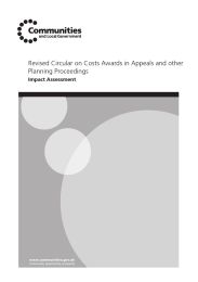 Revised circular on costs awards in appeals and other planning proceedings - impact assessment